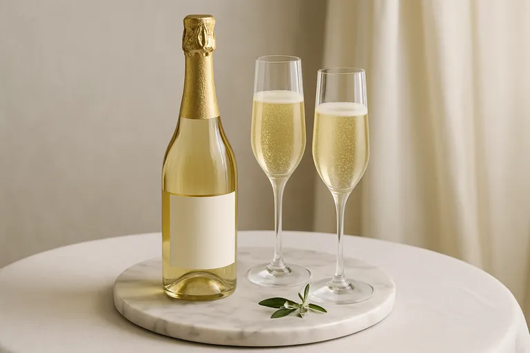 De elegante presentatie van alcoholvrije bubbels